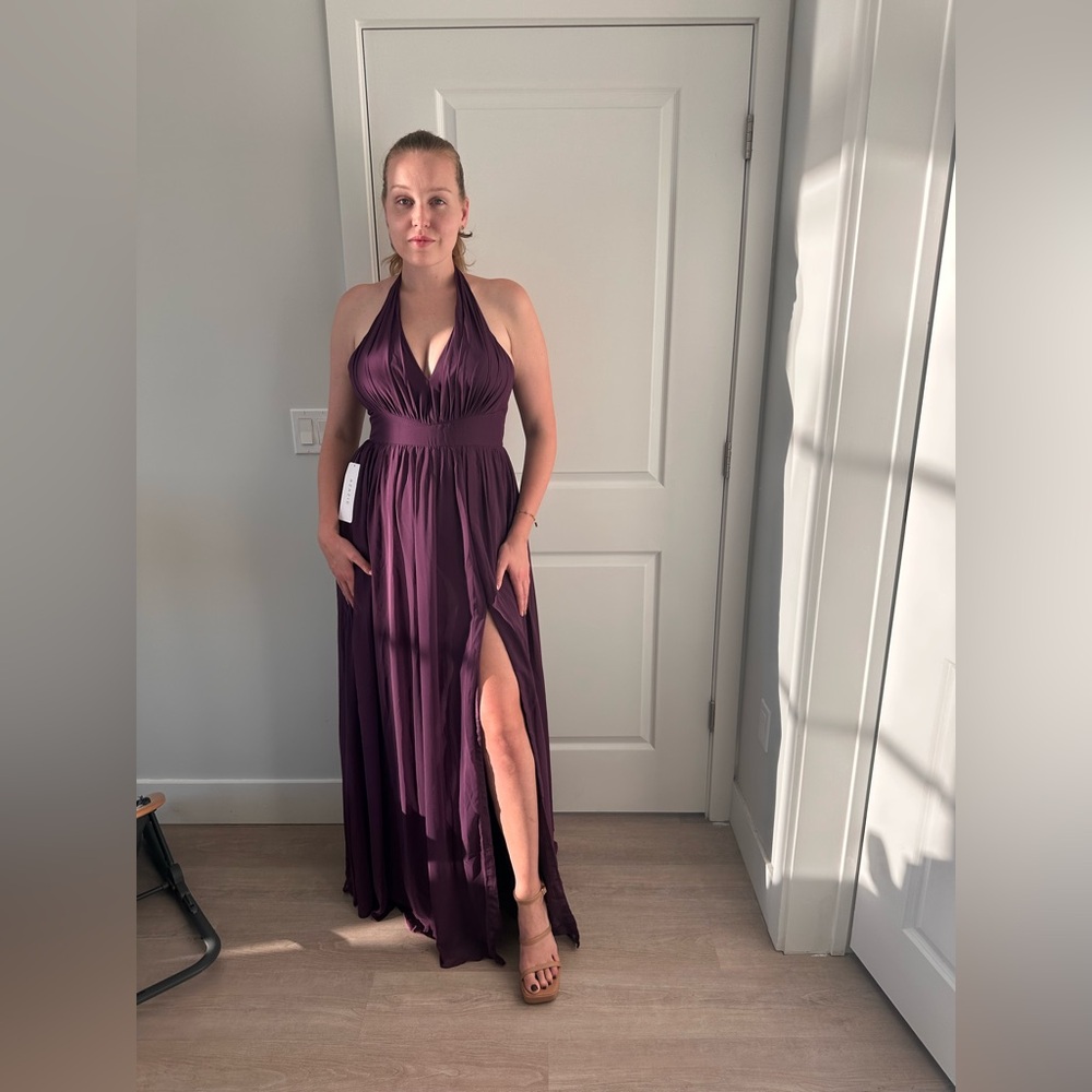 Elegant Purple Halter Maxi Dress
